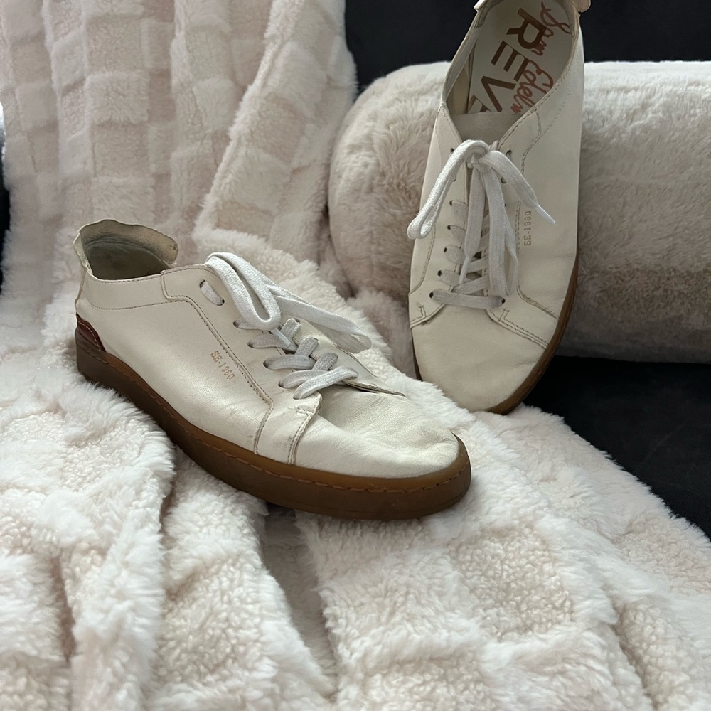 Sam Edelman Cream Sneakers with Brown Sole
